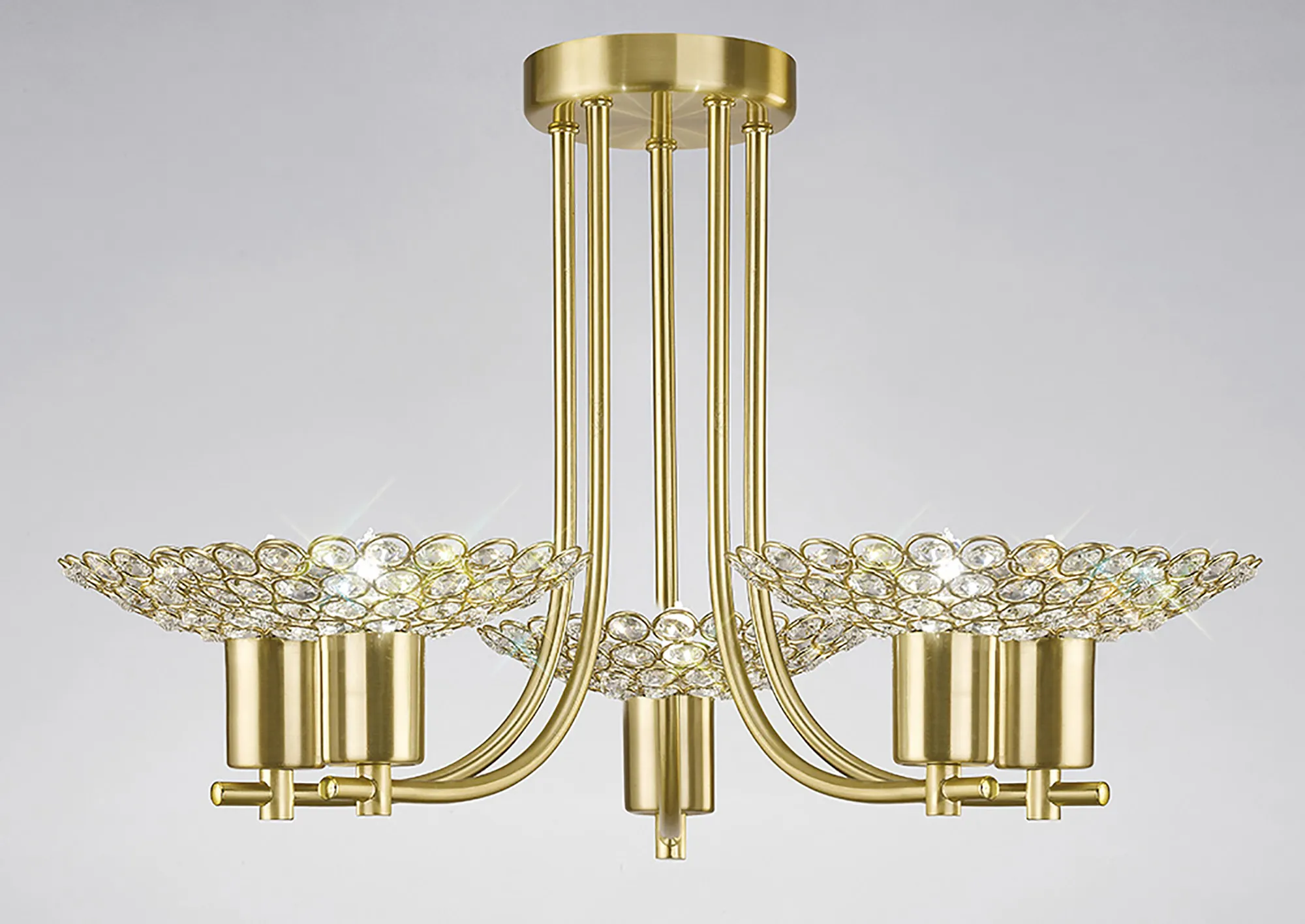 IL20602  Ellen Crystal Semi Flush 5 Light Satin Brass